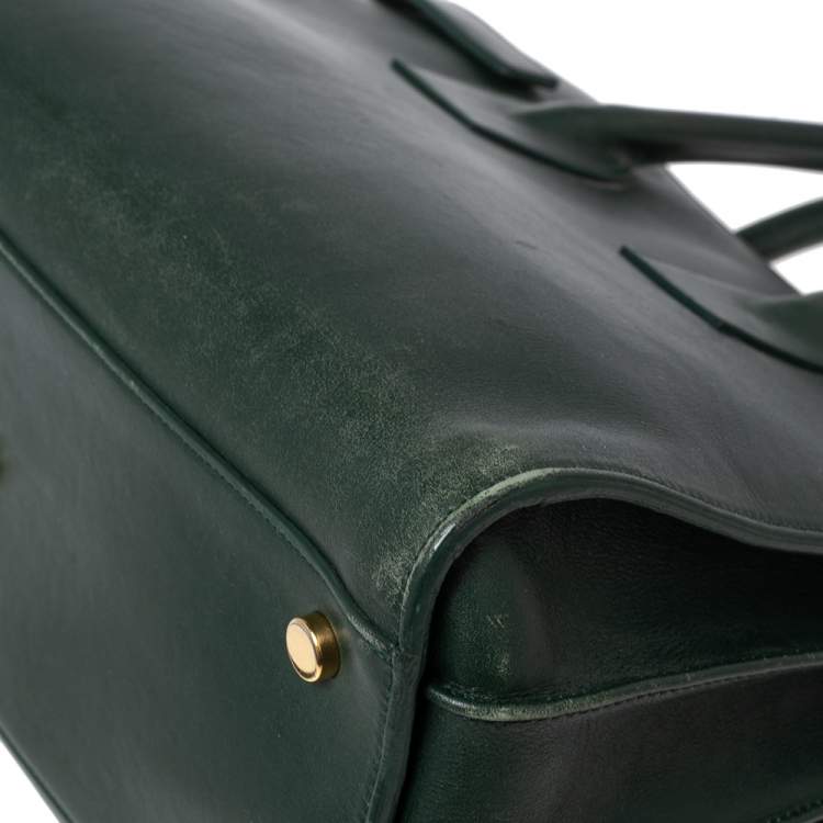 Pre Owned Saint Laurent Green Leather Small Classic Sac De Jour Tote