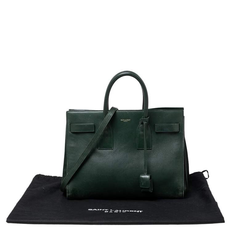 Pre Owned Saint Laurent Green Leather Small Classic Sac De Jour Tote