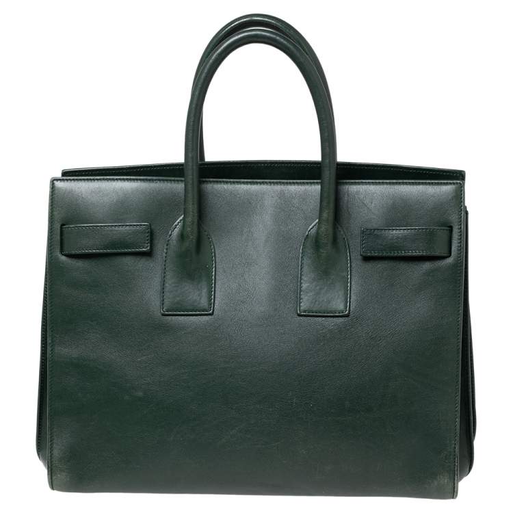 Pre Owned Saint Laurent Green Leather Small Classic Sac De Jour Tote