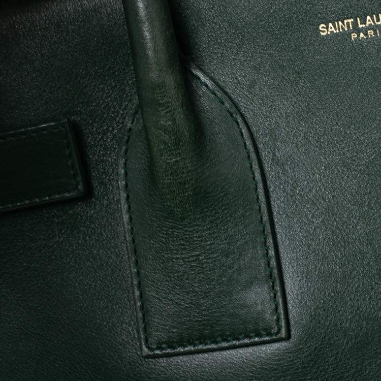 Pre Owned Saint Laurent Green Leather Small Classic Sac De Jour Tote