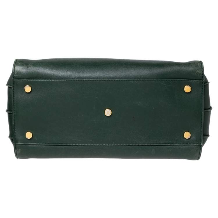 Pre Owned Saint Laurent Green Leather Small Classic Sac De Jour Tote