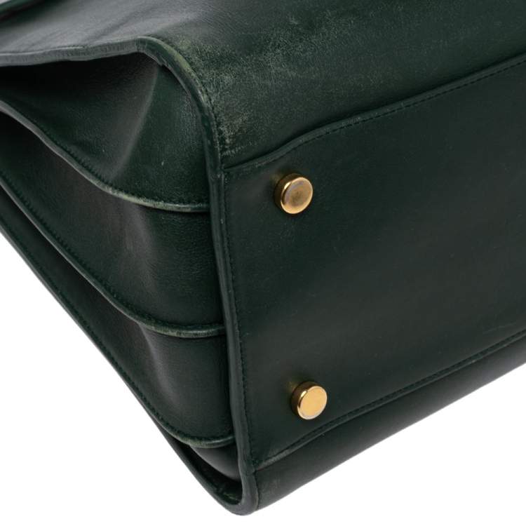 Pre Owned Saint Laurent Green Leather Small Classic Sac De Jour Tote