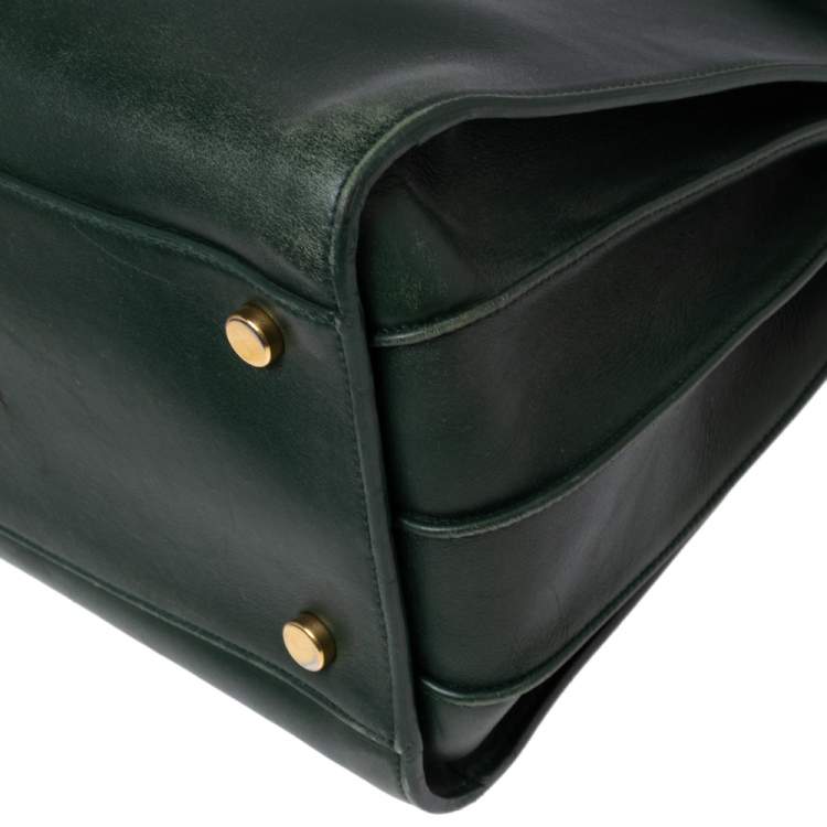 Pre Owned Saint Laurent Green Leather Small Classic Sac De Jour Tote
