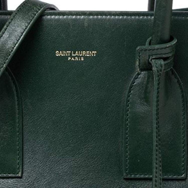 Pre Owned Saint Laurent Green Leather Small Classic Sac De Jour Tote
