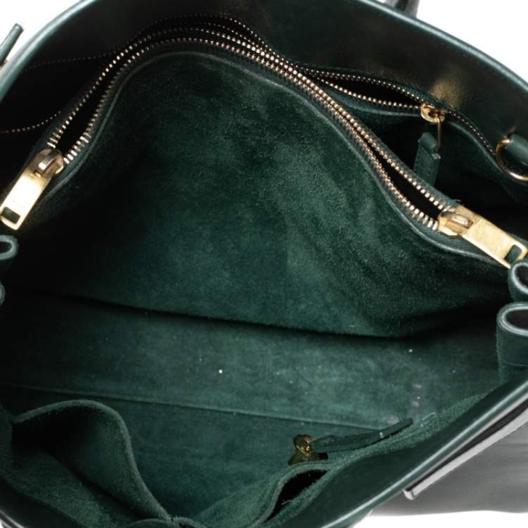 Pre Owned Saint Laurent Green Leather Small Classic Sac De Jour Tote