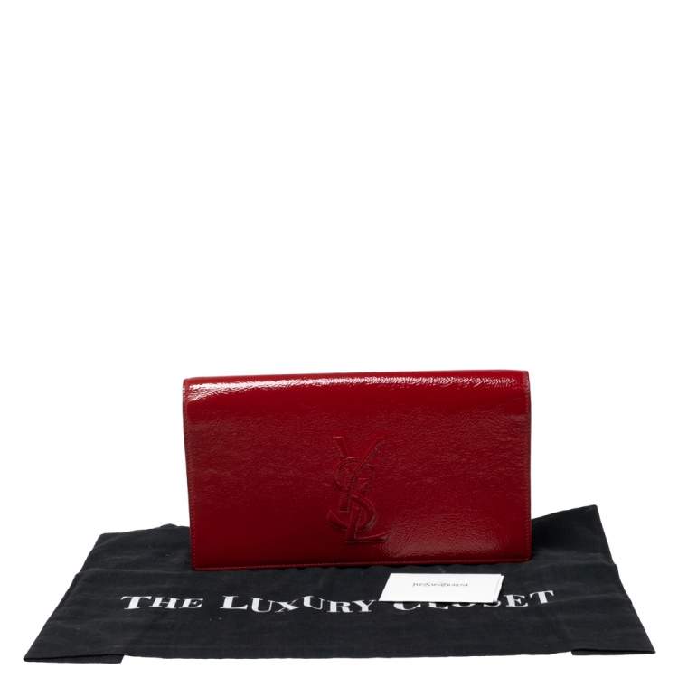 Pre Owned Yves Saint Laurent Red Patent Leather Belle De Jour Flap Clutch