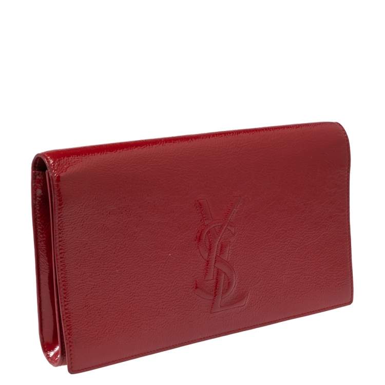 Pre Owned Yves Saint Laurent Red Patent Leather Belle De Jour Flap Clutch
