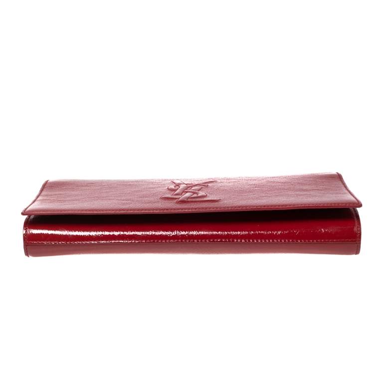 Pre Owned Yves Saint Laurent Red Patent Leather Belle De Jour Flap Clutch