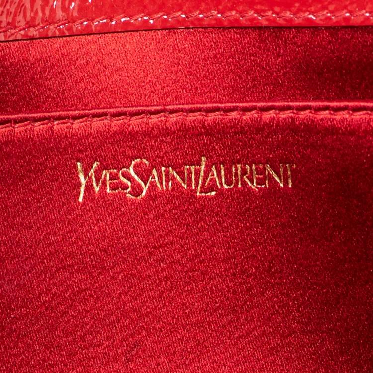 Pre Owned Yves Saint Laurent Red Patent Leather Belle De Jour Flap Clutch