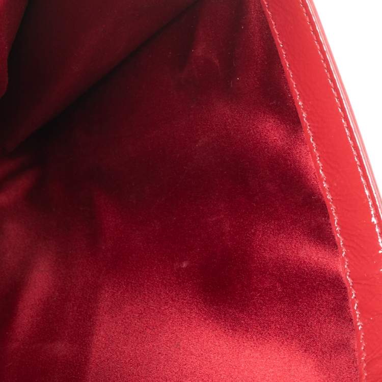 Pre Owned Yves Saint Laurent Red Patent Leather Belle De Jour Flap Clutch