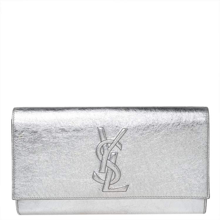 Yves Saint Laurent Metallic Leather Belle De Jour Flap Clutch Yves