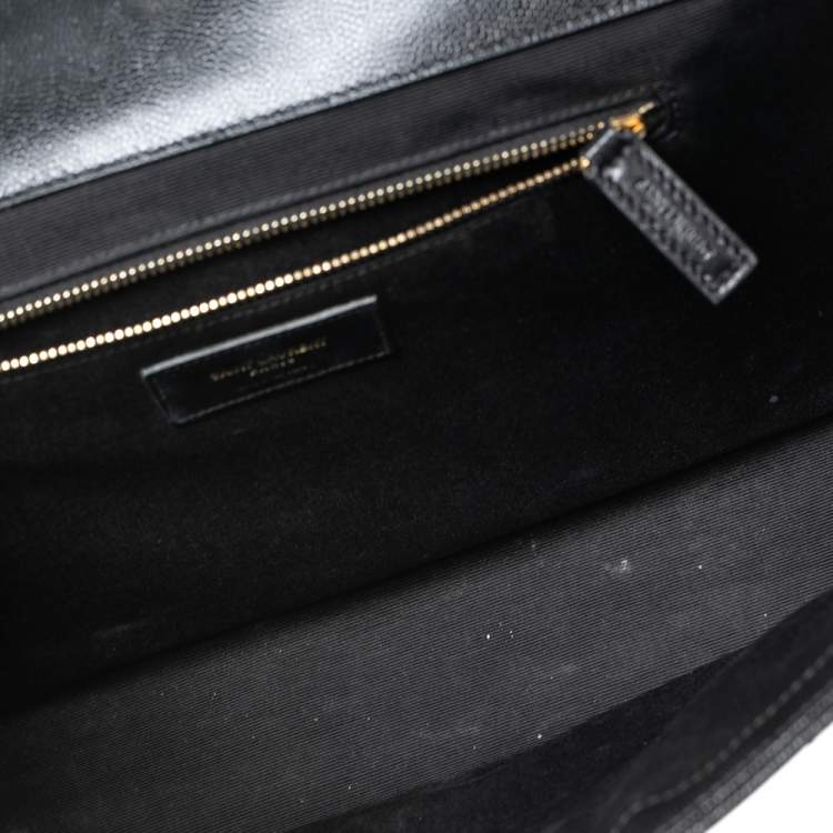 Pre Owned Saint Laurent Black Quilted Leather Envelope Shoulder Bag