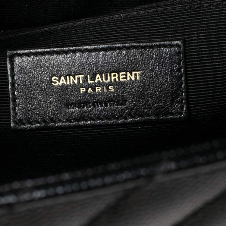 Pre Owned Saint Laurent Black Quilted Leather Envelope Shoulder Bag