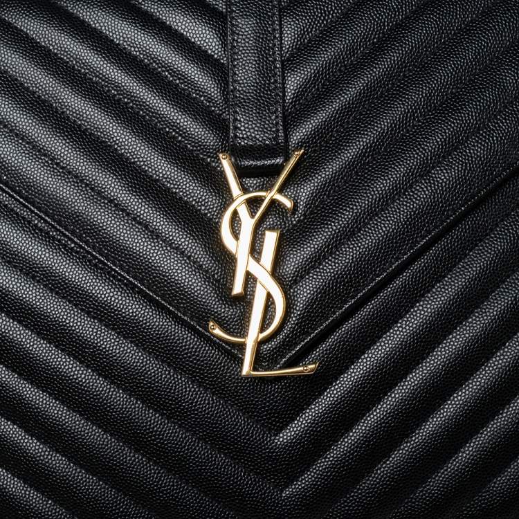 Pre Owned Saint Laurent Black Quilted Leather Envelope Shoulder Bag