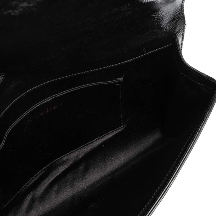 Pre Owned Yves Saint Laurent Black Patent Leather Belle De Jour Flap Clutch