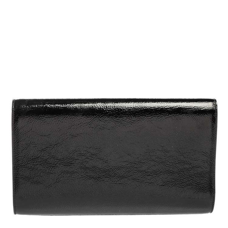 Pre Owned Yves Saint Laurent Black Patent Leather Belle De Jour Flap Clutch