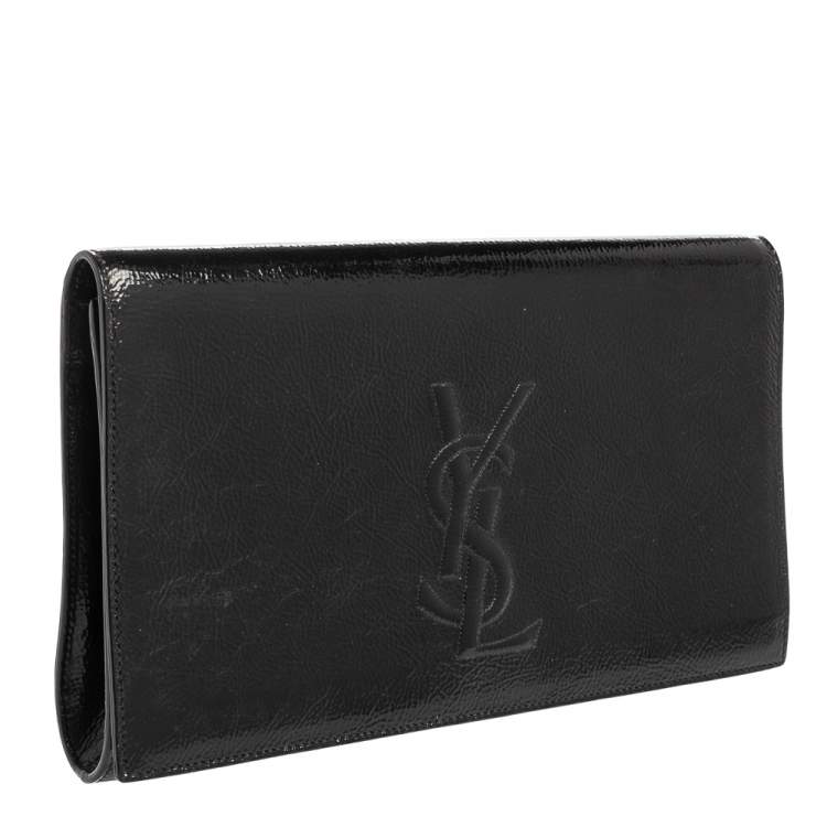 Pre Owned Yves Saint Laurent Black Patent Leather Belle De Jour Flap Clutch