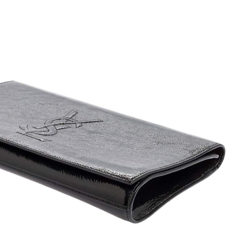 Pre Owned Yves Saint Laurent Black Patent Leather Belle De Jour Flap Clutch