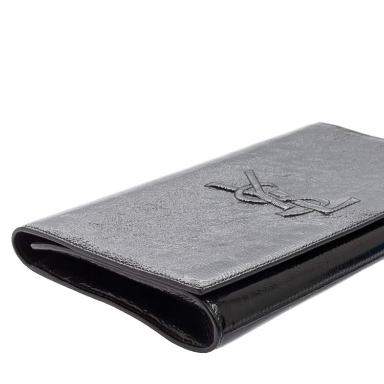 Pre Owned Yves Saint Laurent Black Patent Leather Belle De Jour Flap Clutch