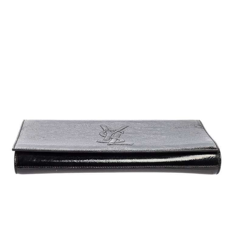 Pre Owned Yves Saint Laurent Black Patent Leather Belle De Jour Flap Clutch