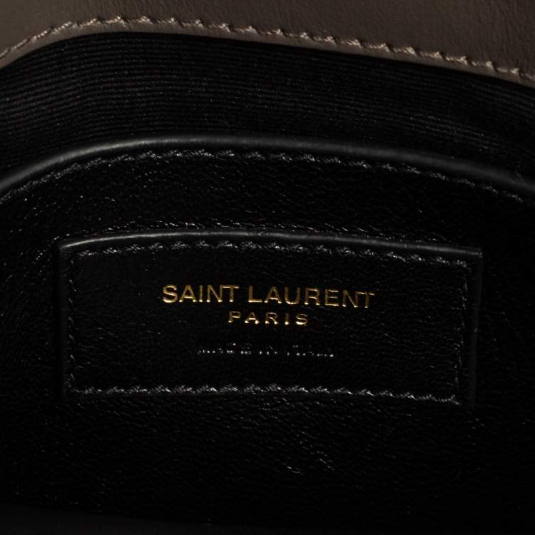 Pre Owned Saint Laurent Grey Matelassé Leather and Suede Medium College Top Handle Bag