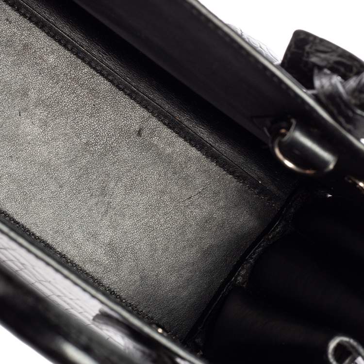 Pre Owned Saint Laurent Black Croc Embossed Leather Nano Classic Sac De Jour Tote