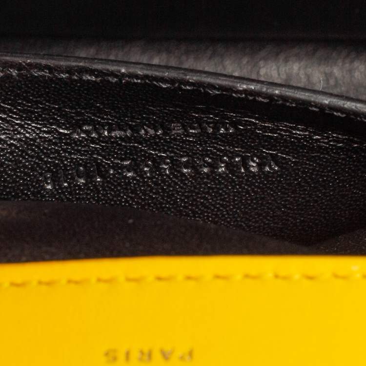 Pre Owned Saint Laurent Yellow Quilted Leather Small Sulpice Triple V-Flap Crossbody Bag 