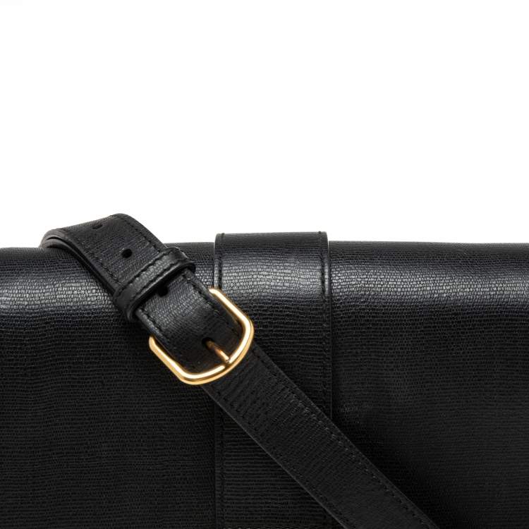 Pre Owned Saint Laurent Black Leather Ligne Y Shoulder Bag