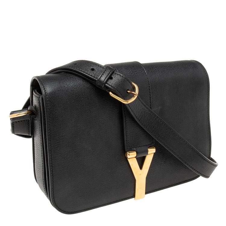 Pre Owned Saint Laurent Black Leather Ligne Y Shoulder Bag