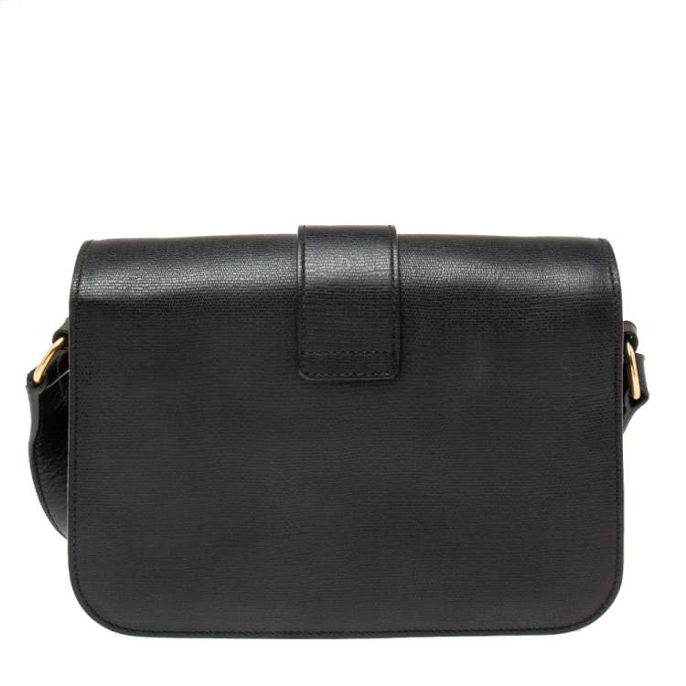 Pre Owned Saint Laurent Black Leather Ligne Y Shoulder Bag