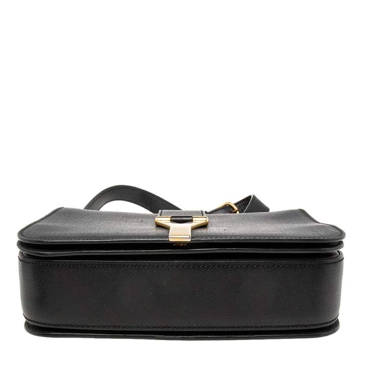 Pre Owned Saint Laurent Black Leather Ligne Y Shoulder Bag