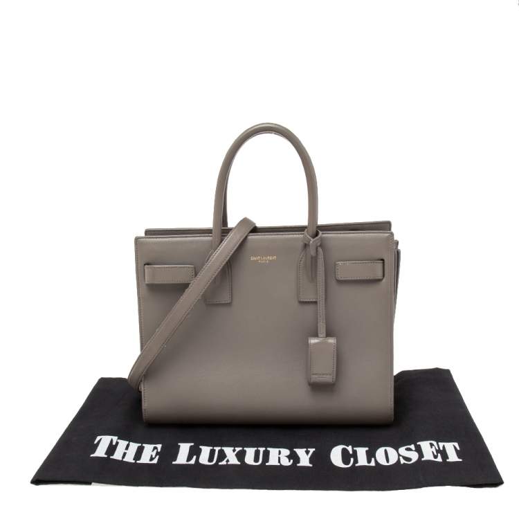 Pre Owned Saint Laurent Grey Leather Baby Classic Sac De Jour Tote