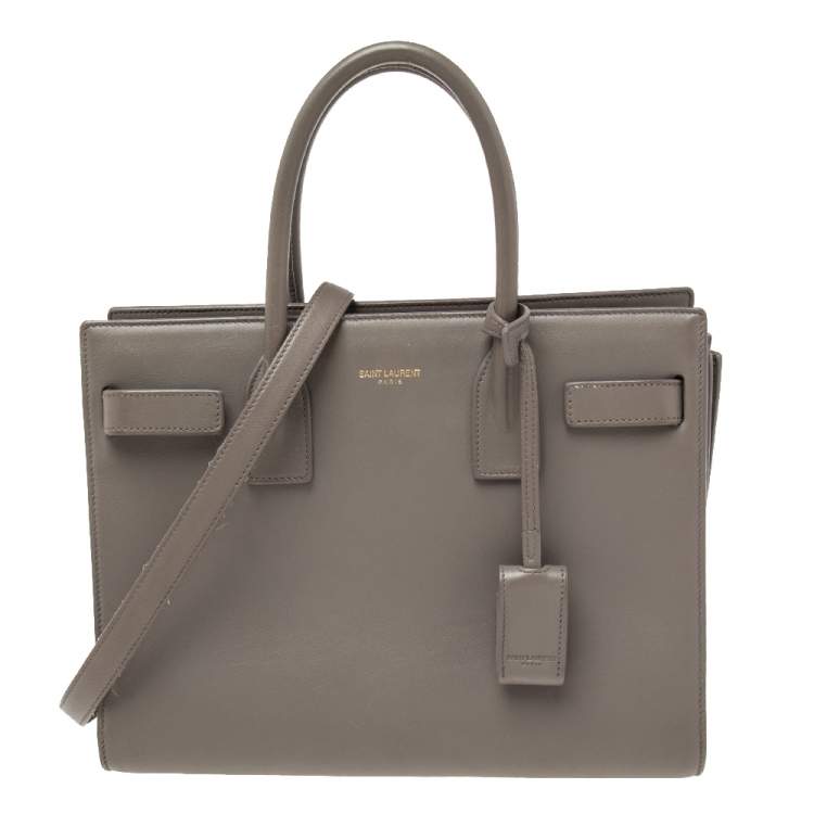 Pre Owned Saint Laurent Grey Leather Baby Classic Sac De Jour Tote