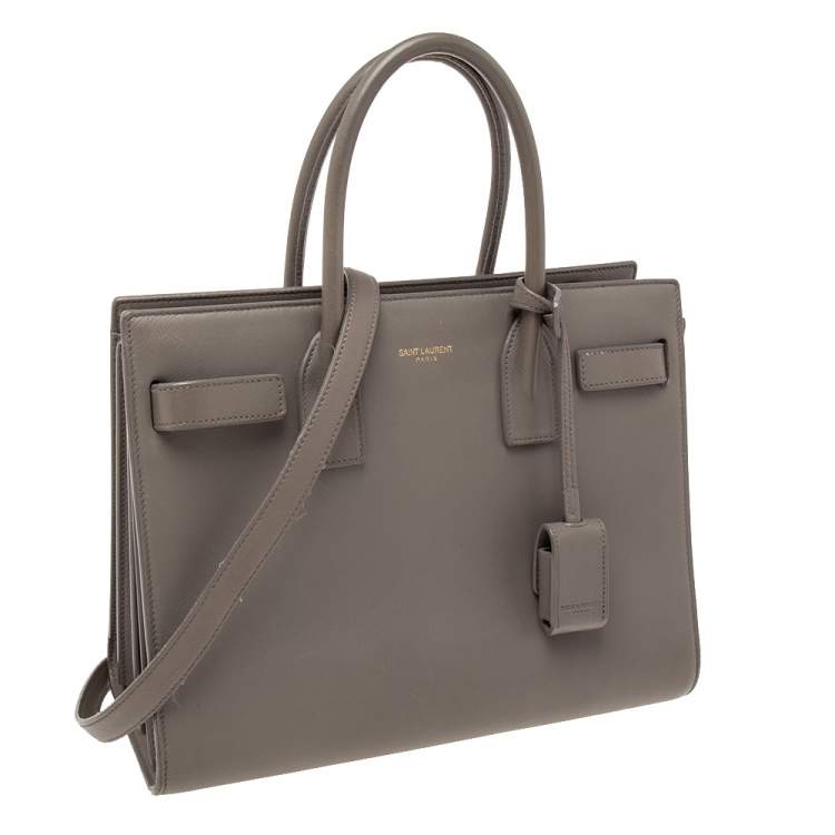 Pre Owned Saint Laurent Grey Leather Baby Classic Sac De Jour Tote