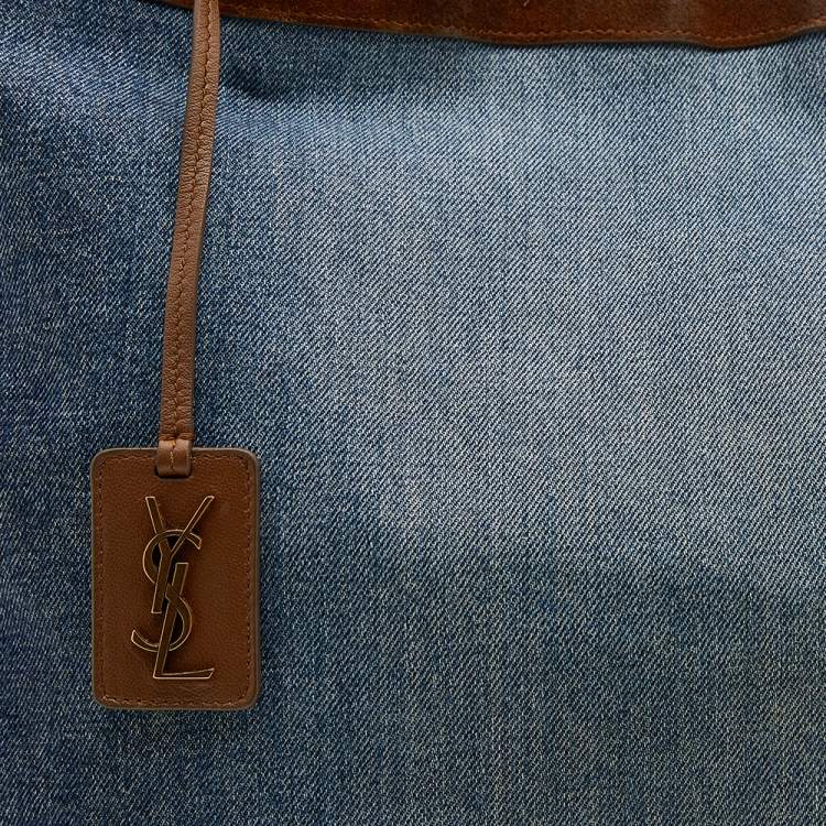 Pre Owned  Saint Laurent Blue/Brown Denim And Suede Tote