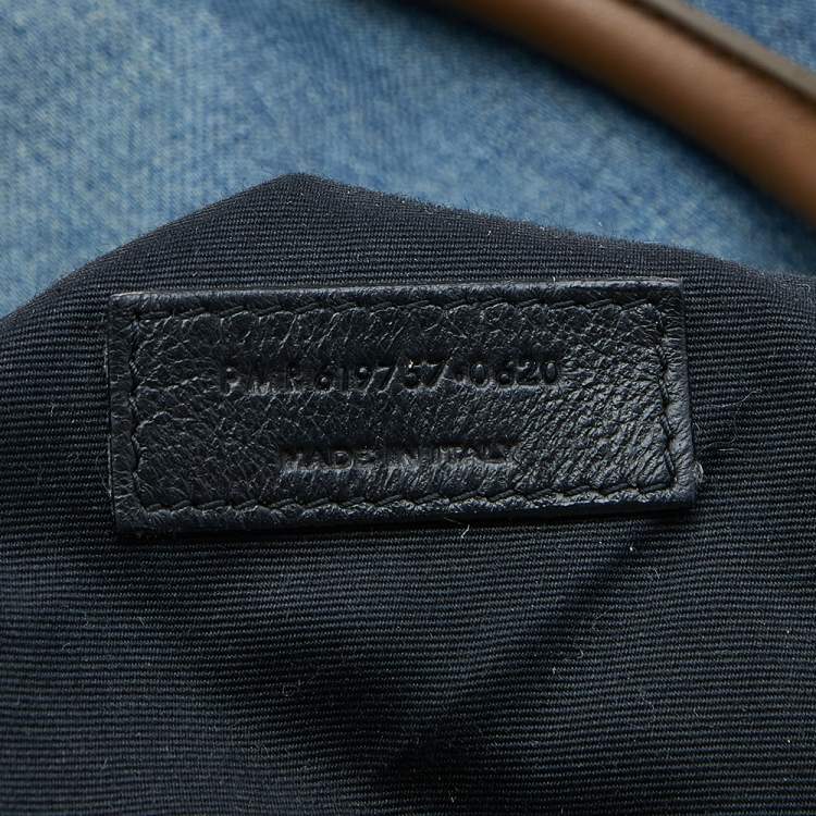 Pre Owned  Saint Laurent Blue/Brown Denim And Suede Tote
