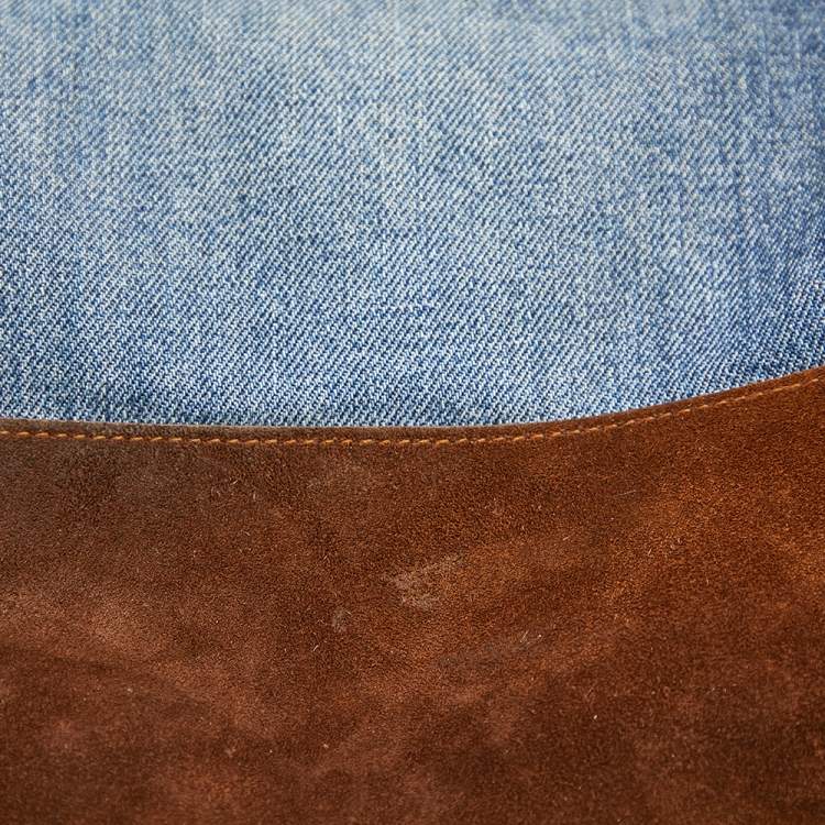 Pre Owned  Saint Laurent Blue/Brown Denim And Suede Tote