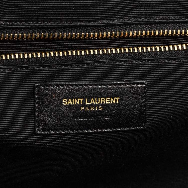 Pre Owned Saint Laurent Midnight Blue Matelassé Leather Monogram Envelope Shoulder Bag
