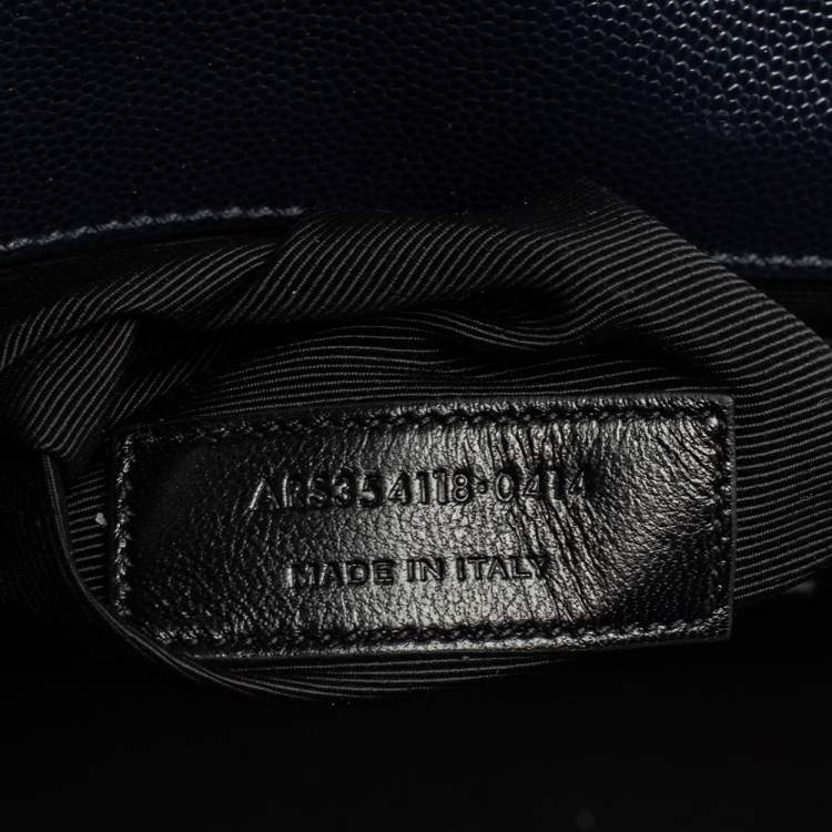 Pre Owned Saint Laurent Midnight Blue Matelassé Leather Monogram Envelope Shoulder Bag