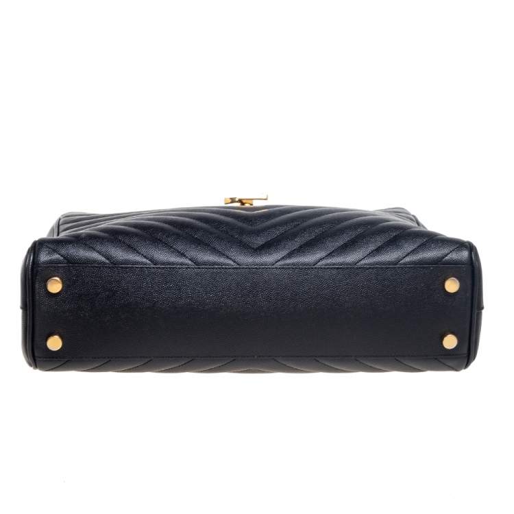 Pre Owned Saint Laurent Black Matelassé Leather Cassandre Shopper Tote
