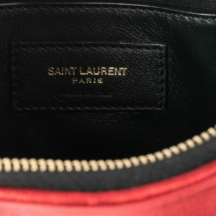 Pre Owned Saint Laurent Red Leather Heart Tassel Shoulder Bag