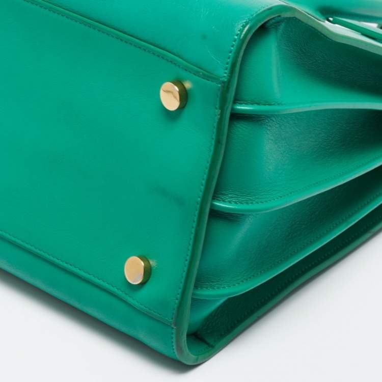 Pre Owned Saint Laurent Green Leather Small Sac De Jour Tote
