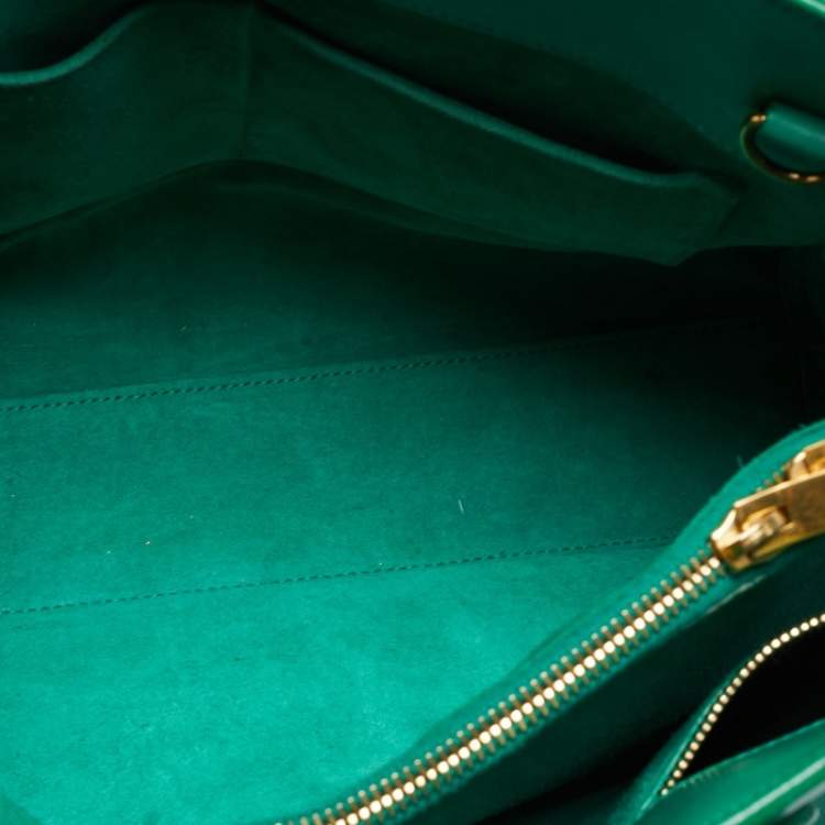 Pre Owned Saint Laurent Green Leather Small Sac De Jour Tote