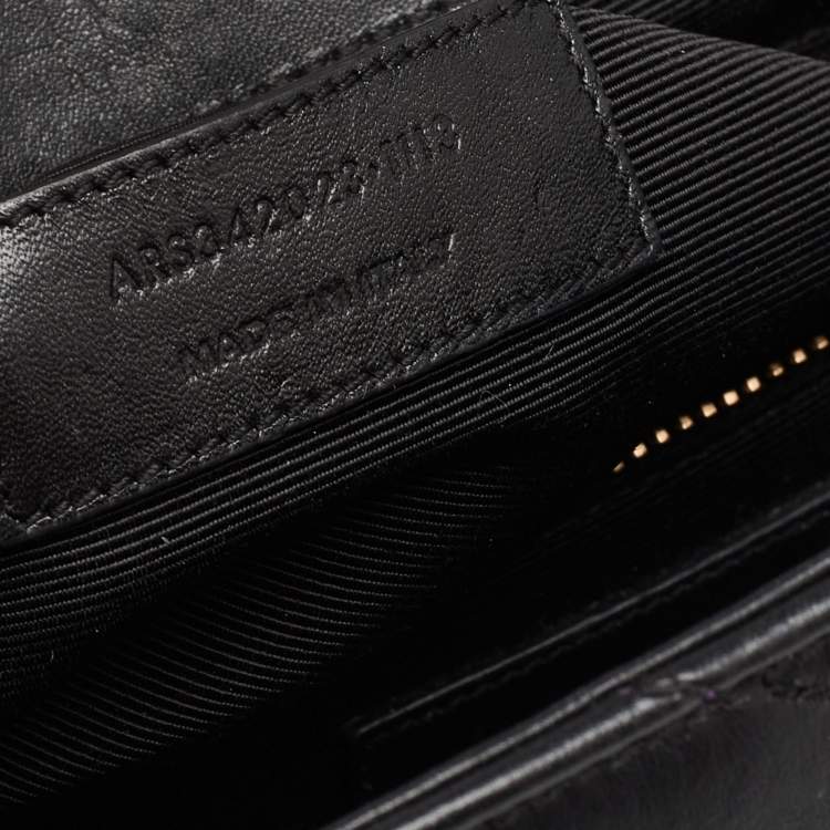 Pre Owned Saint Laurent Black Matelassé Leather Monogram Envelope Shoulder Bag