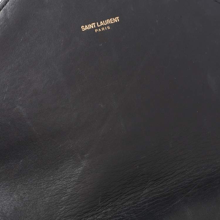 Pre Owned Saint Laurent Black Matelassé Leather Monogram Envelope Shoulder Bag