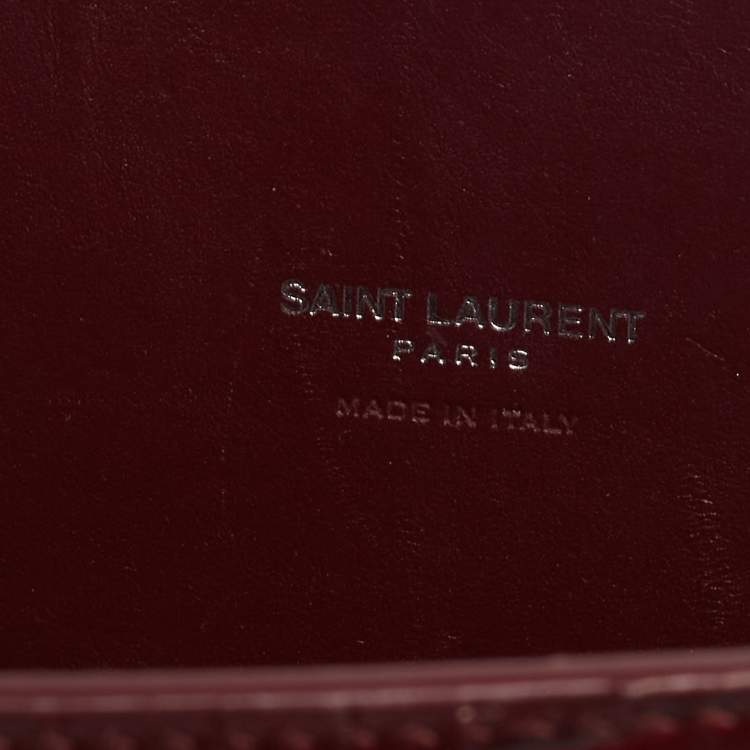 Pre Owned Saint Laurent Burgundy Croc Embossed Leather Baby Classic Sac De Jour Tote