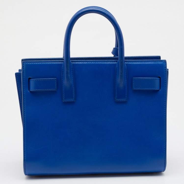 Pre Owned Saint Laurent Blue Leather Nano Classic Sac De Jour Tote