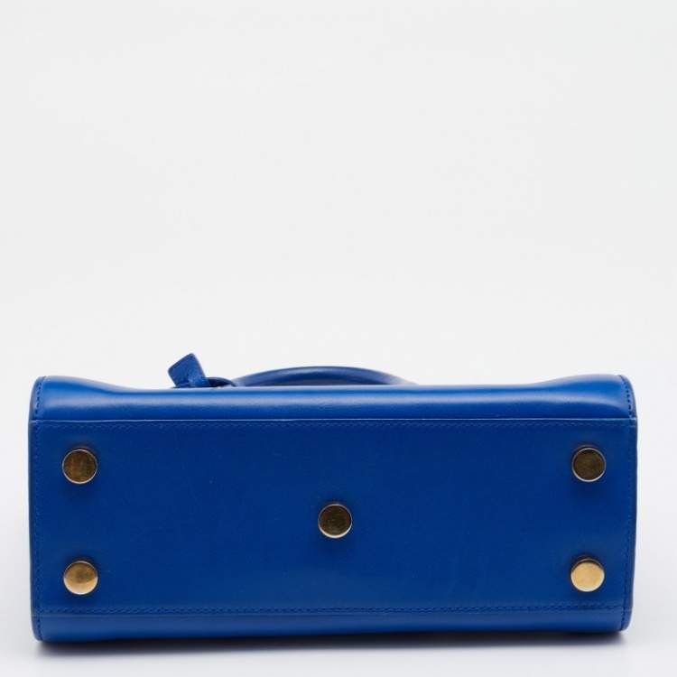 Pre Owned Saint Laurent Blue Leather Nano Classic Sac De Jour Tote
