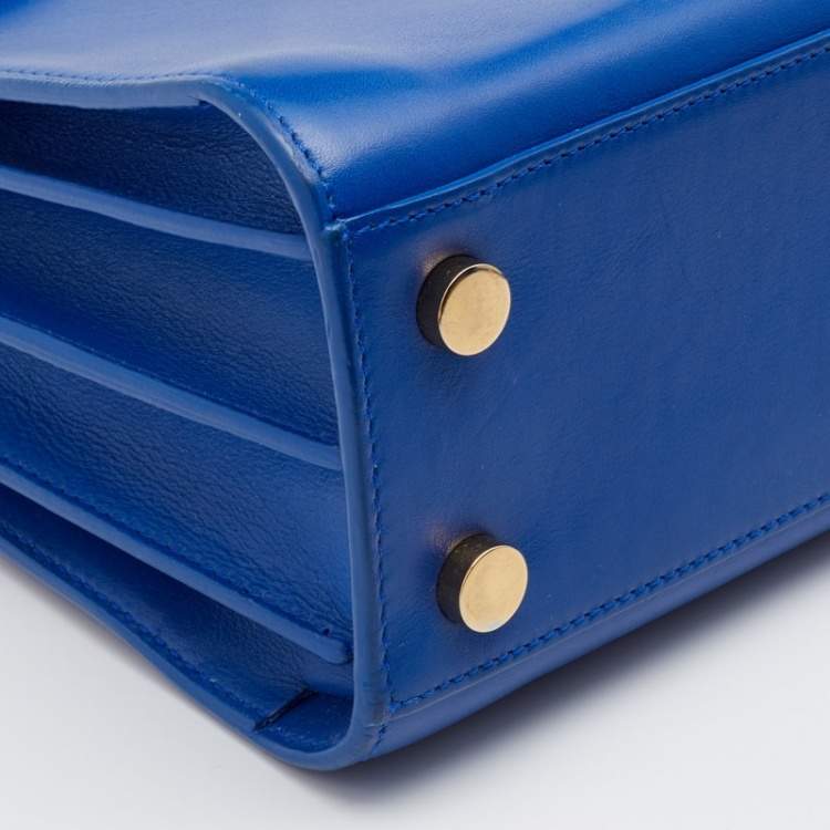 Pre Owned Saint Laurent Blue Leather Nano Classic Sac De Jour Tote