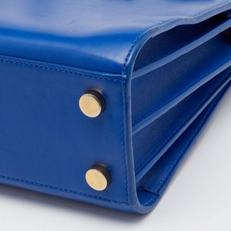 Pre Owned Saint Laurent Blue Leather Nano Classic Sac De Jour Tote
